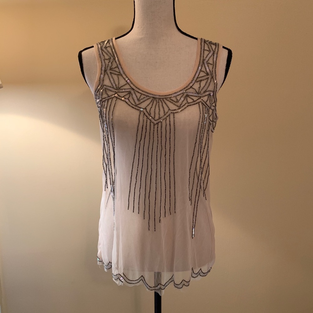 Sheer beaded tank top